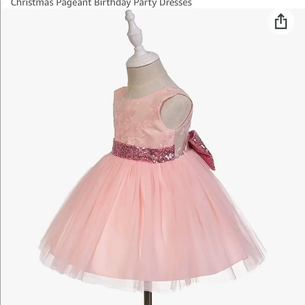 Special Occasion Little Girls Dress Size 12 months Tulle Sequin Flower Pageant